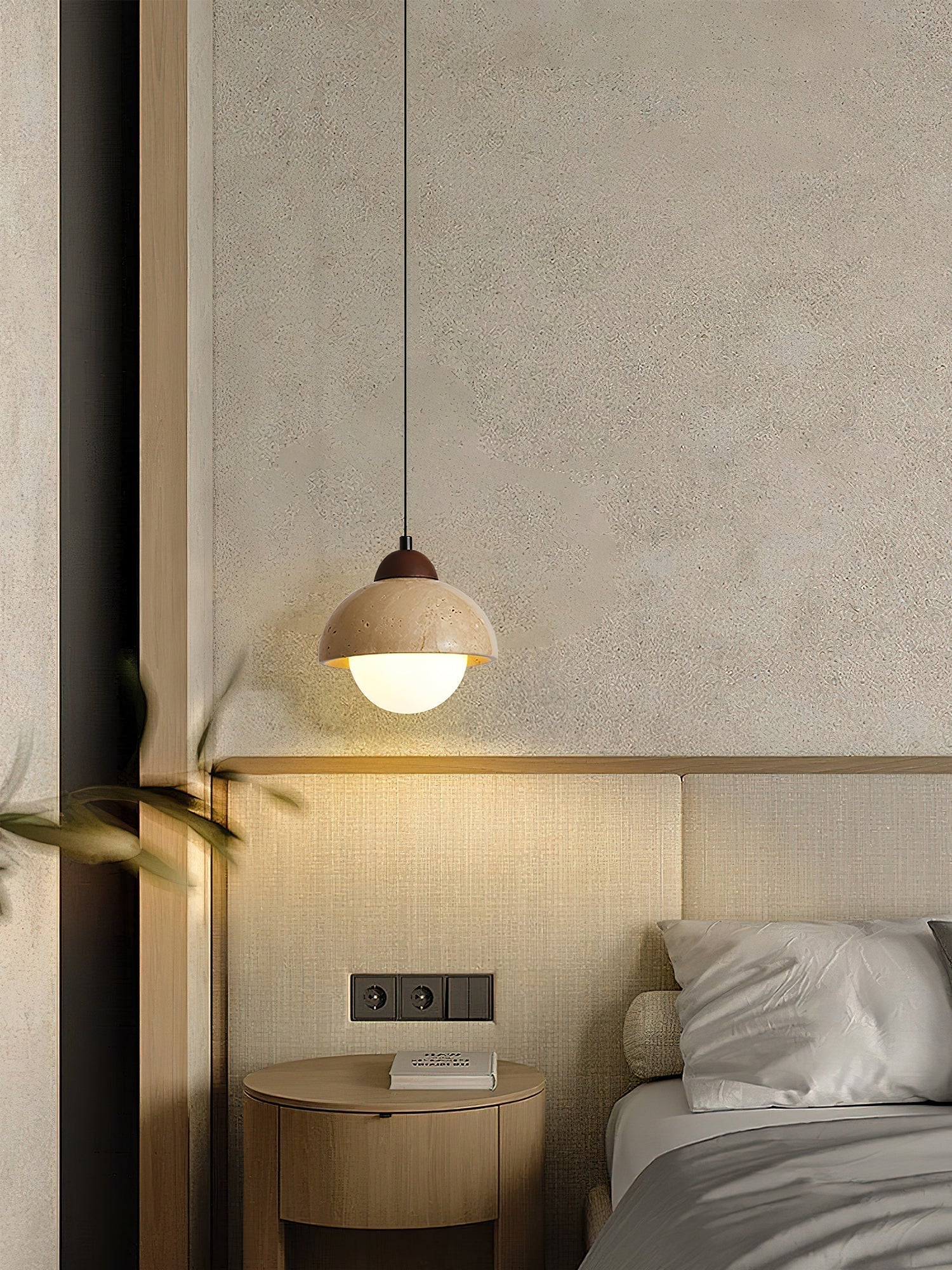 Orzora Dome-Shaped Travertine Pendant Light - Neutralighting