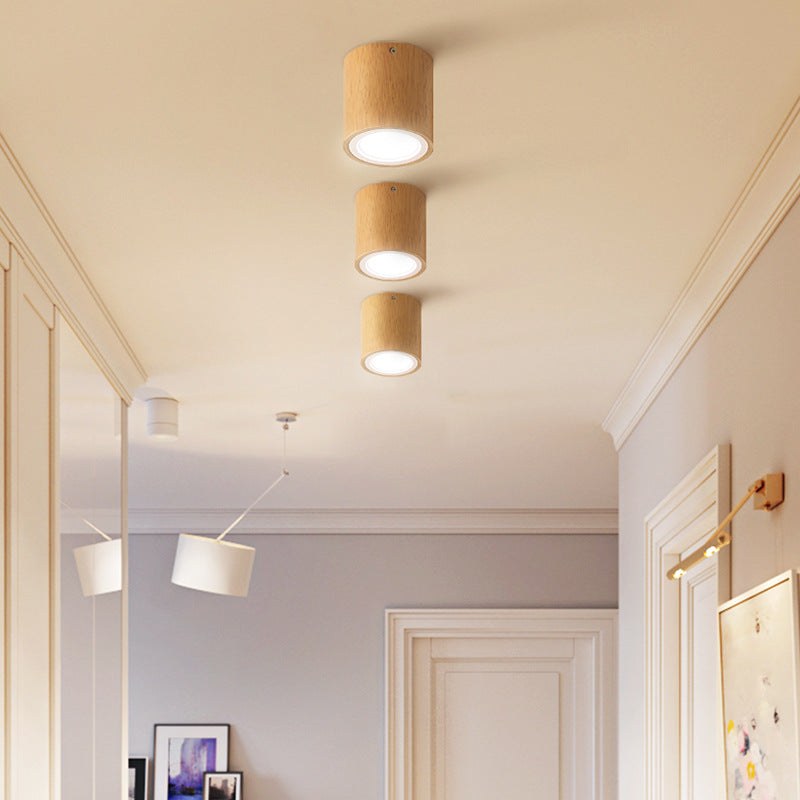 Muto Modern Wood Ceiling Light, Cylindrical, Corridor/Balcony