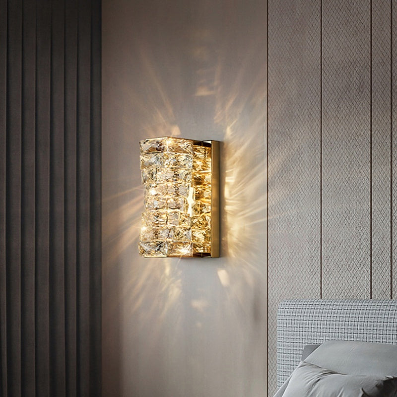 Kristy Modern Rectangular Vanity Metal Crystal LED Wall Lamp