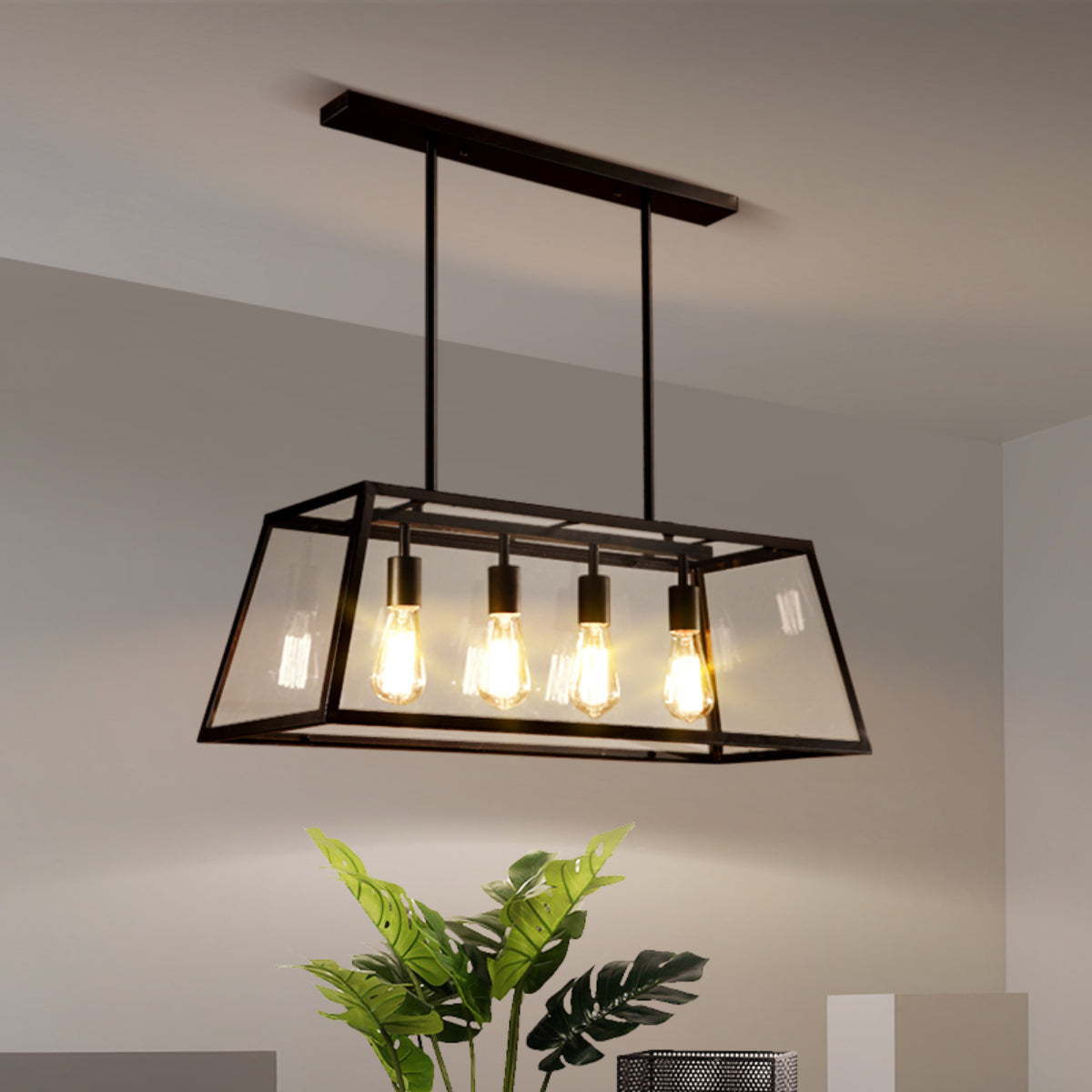 Epoch Industrial LED Modern Pendant Light Black/Glass Metal Kitchen/Bedroom/Living Room