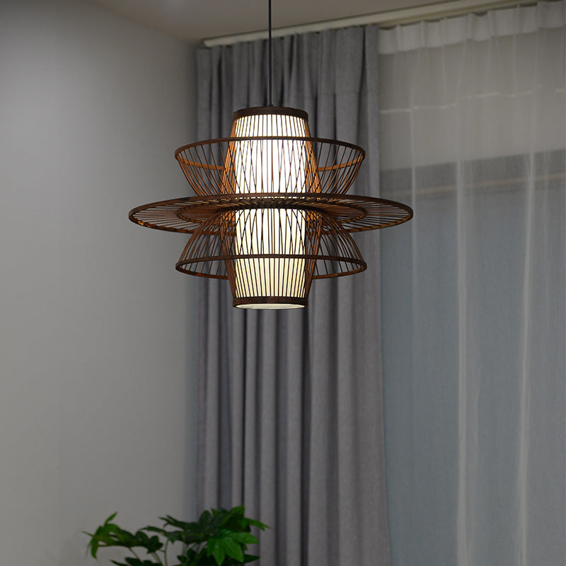 Muto Lotus-Shaped Rattan Pendant Light