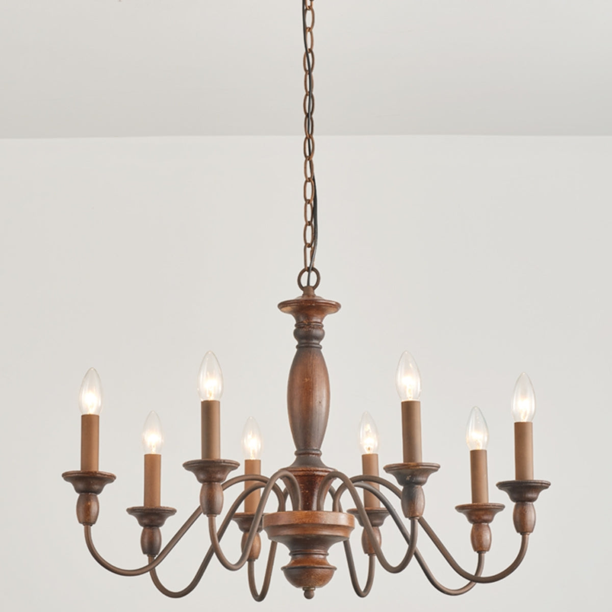 Silva Industrial Design LED Indoor Pendant Light Brown Wood Metal Bedroom/Living Room/Kitchen Island