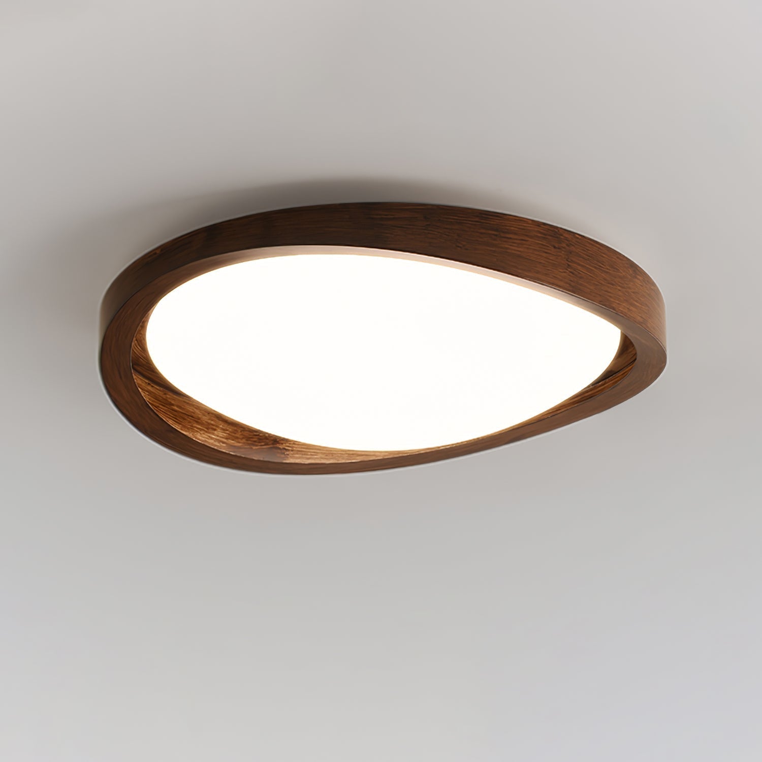 Solara Ceiling Light Walnut Curved Edge Oval Nordic - Letslighting