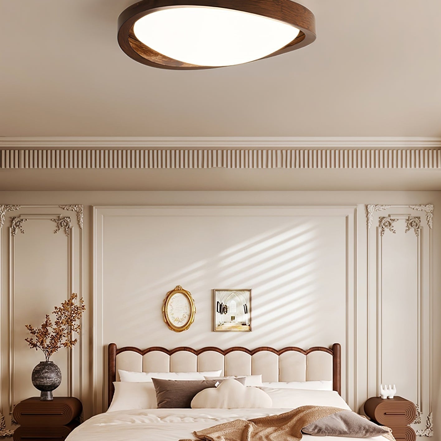 Solara Ceiling Light Walnut Curved Edge Oval Nordic - Letslighting