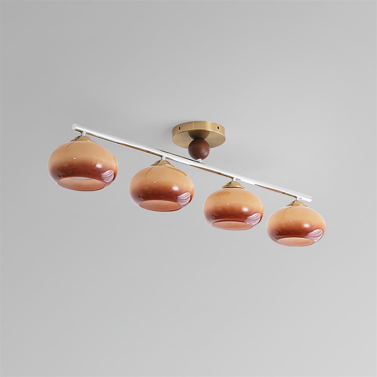 Aubrelle 4-Light Amber Glass Globe Ceiling Fixture - Letslighting