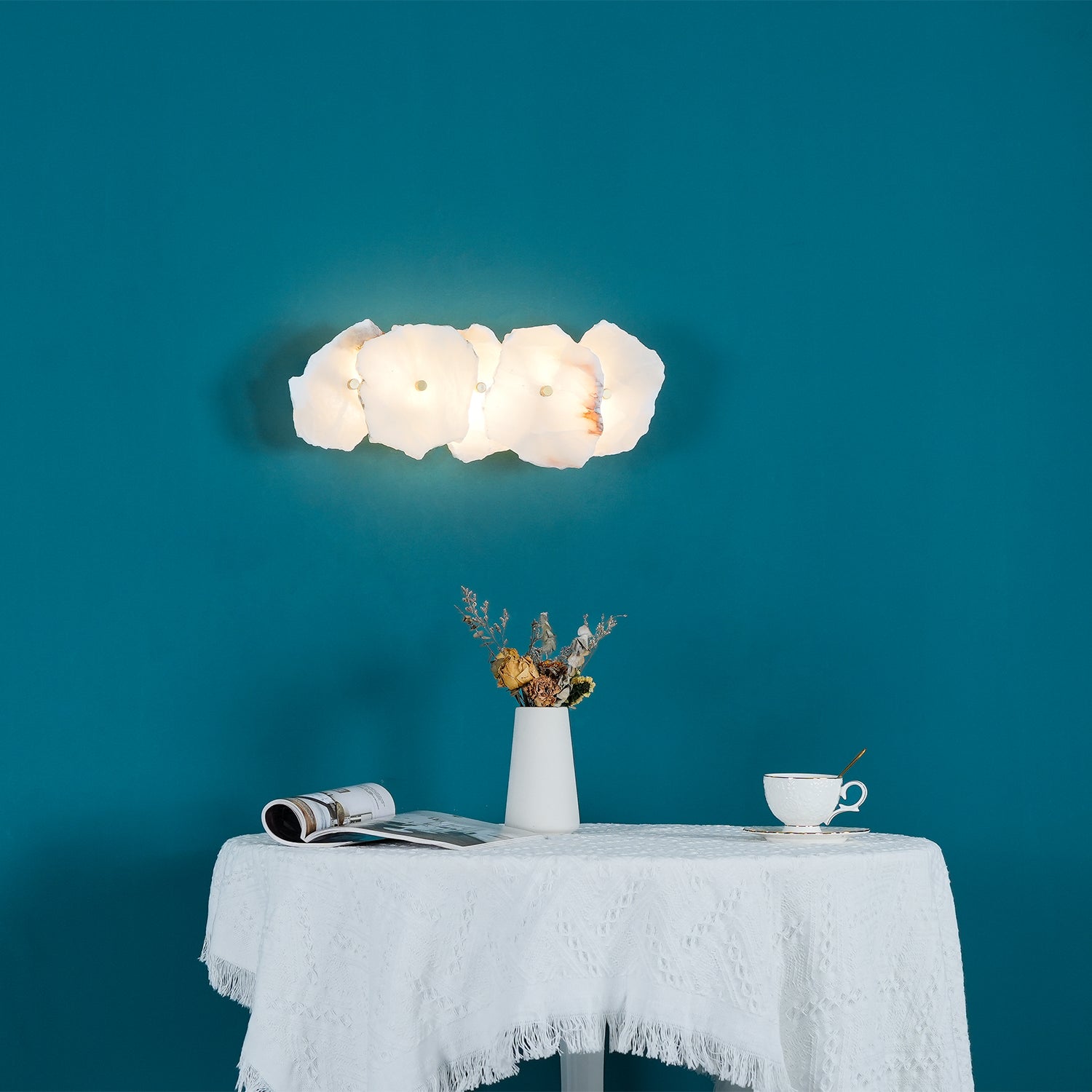 Alaeila Floral Cluster Alabaster Wall Light - Letslighting