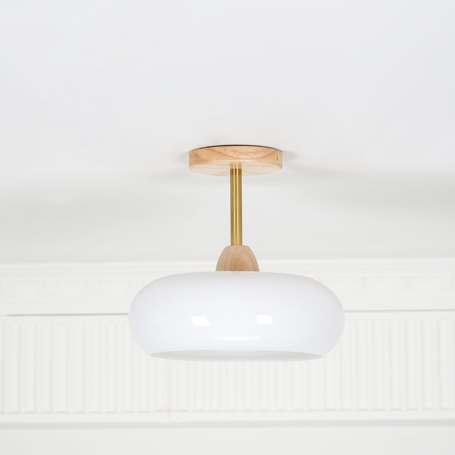 Solara Ceiling Lamp Glass and Wood Color Shade - Letslighting