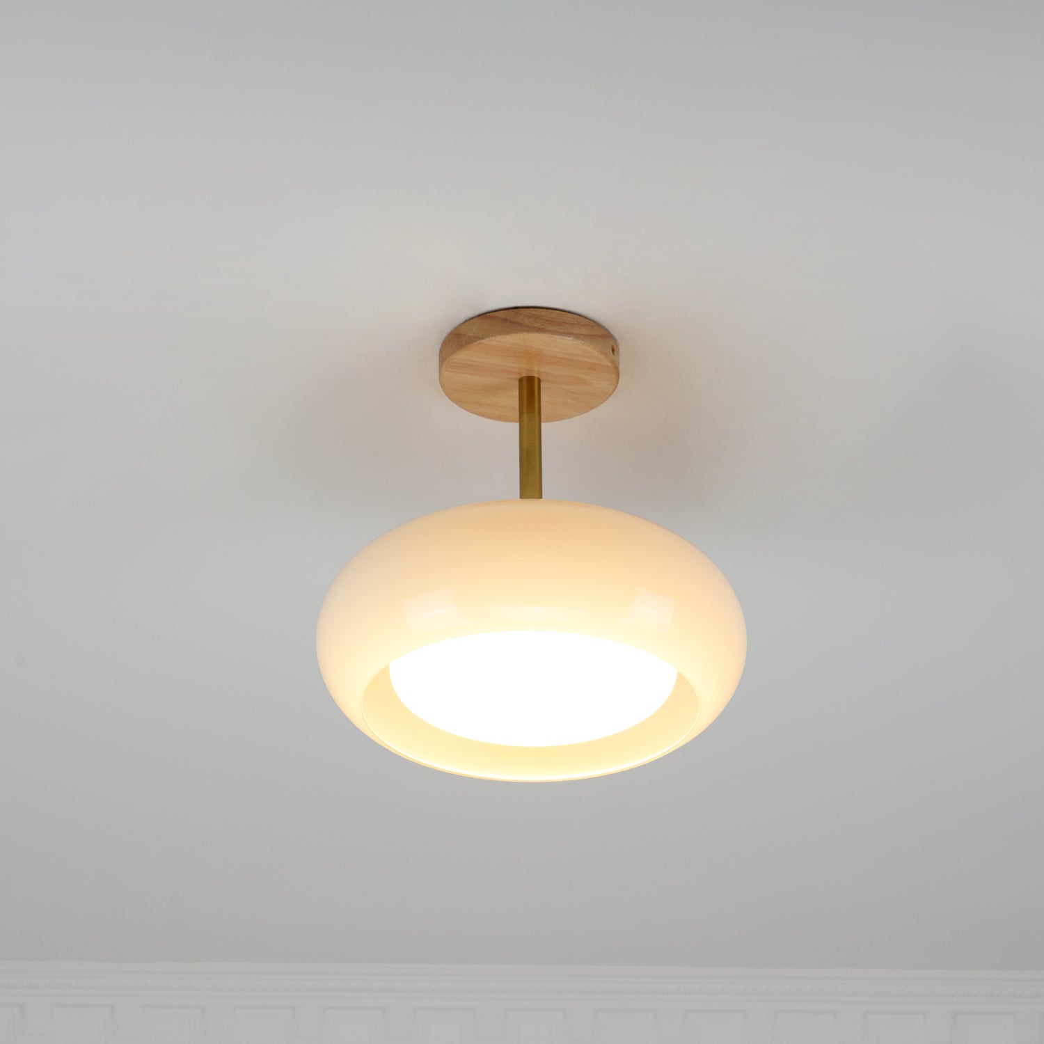 Solara Ceiling Lamp Glass and Wood Color Shade - Letslighting