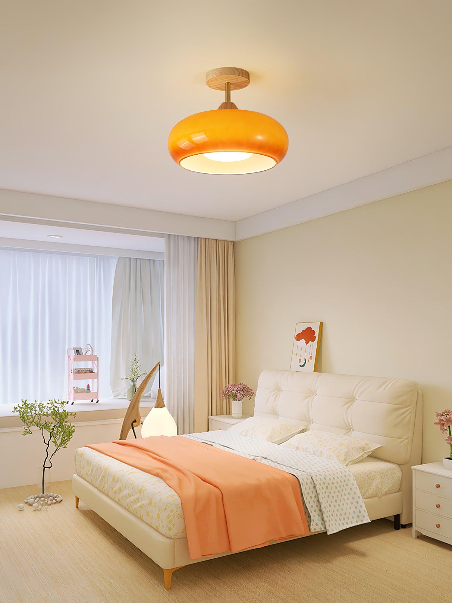 Solara Ceiling Lamp Glass and Wood Color Shade - Letslighting