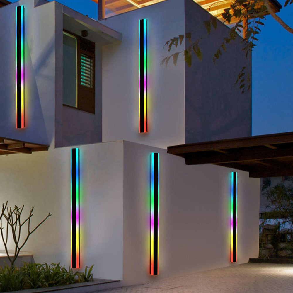 Ray Minimalist linear Metal Outdoor Wall Lamp, Black