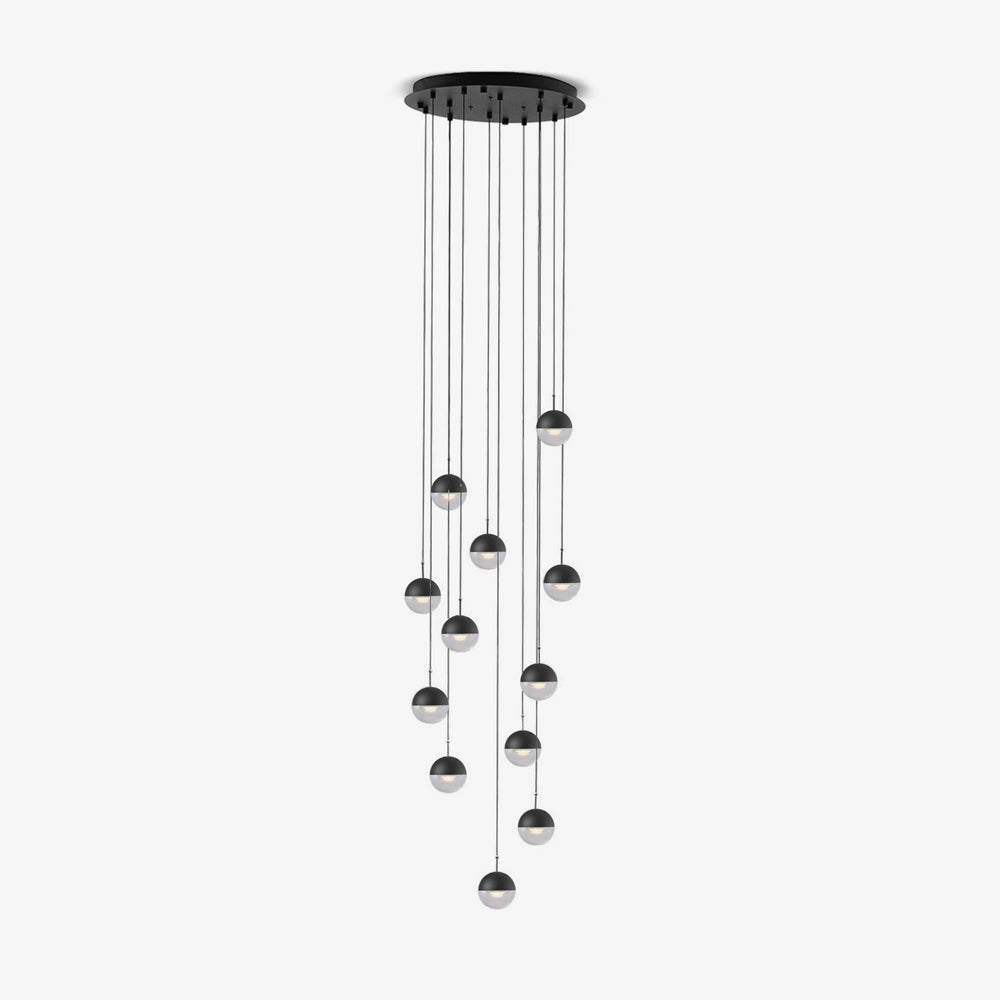 Solara Pendant Lamp Steel Glass Multi Drop Minimalist Staircase - Letslighting