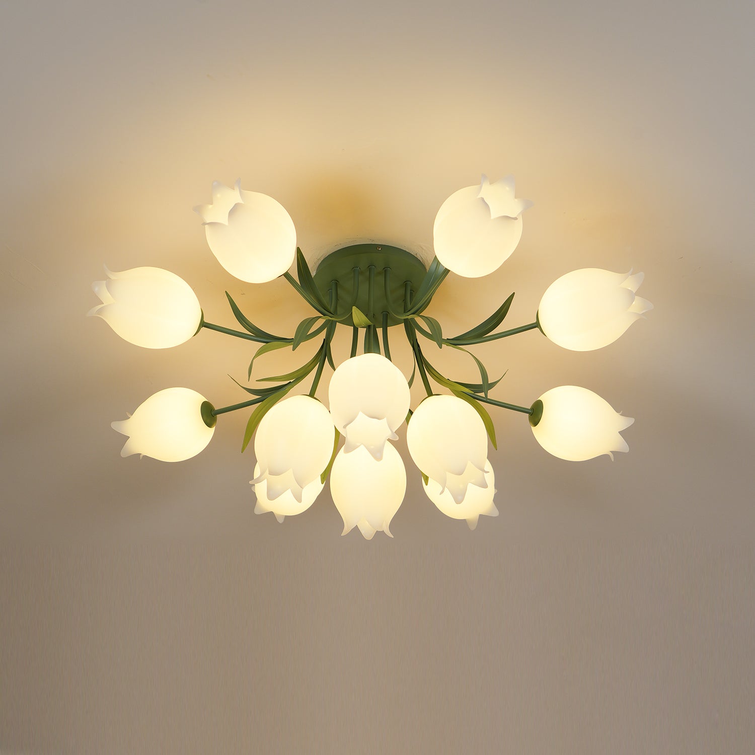 Lustra Ceiling Light Lily Flower Blossom Green Base - Letslighting