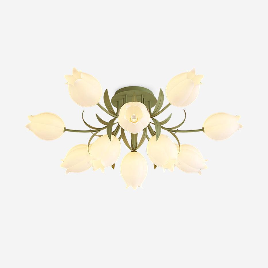 Lustra Ceiling Light Lily Flower Blossom Green Base - Letslighting