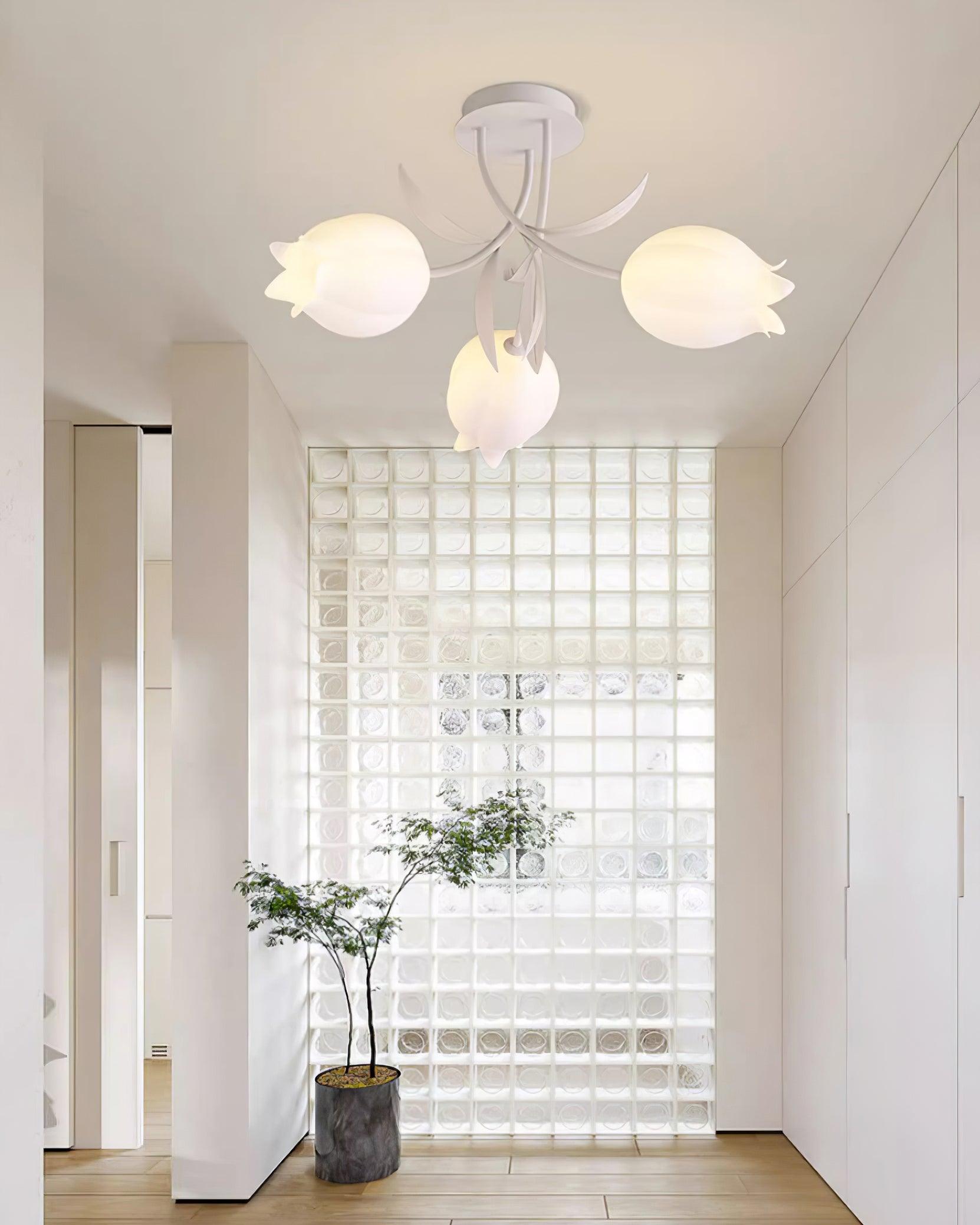 Lustra Ceiling Light Lily Flower Blossom Green Base - Letslighting