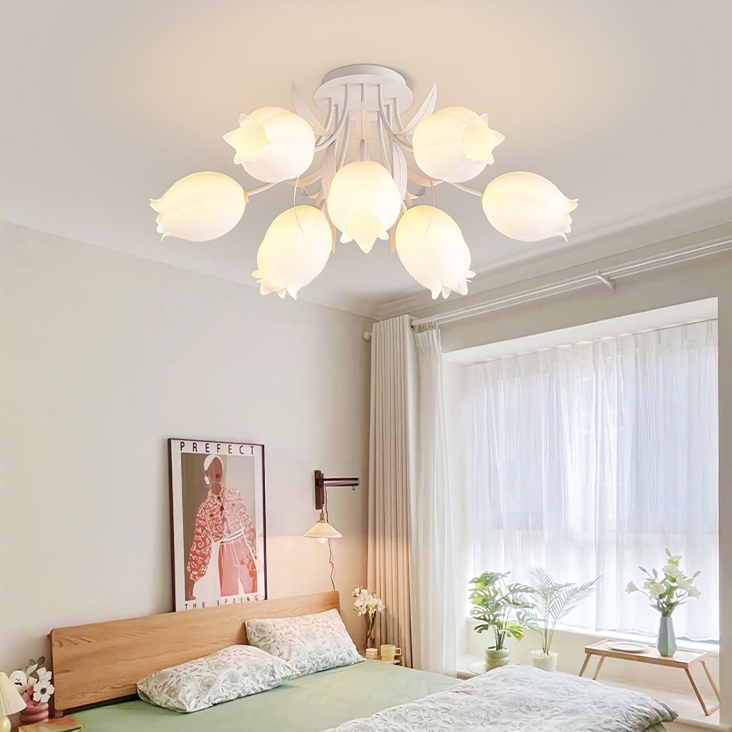 Lustra Ceiling Light Lily Flower Blossom Green Base - Letslighting