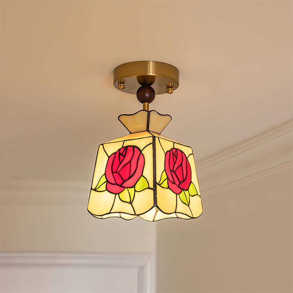 Joviel Tiffany Rose Ceiling Light - Letslighting