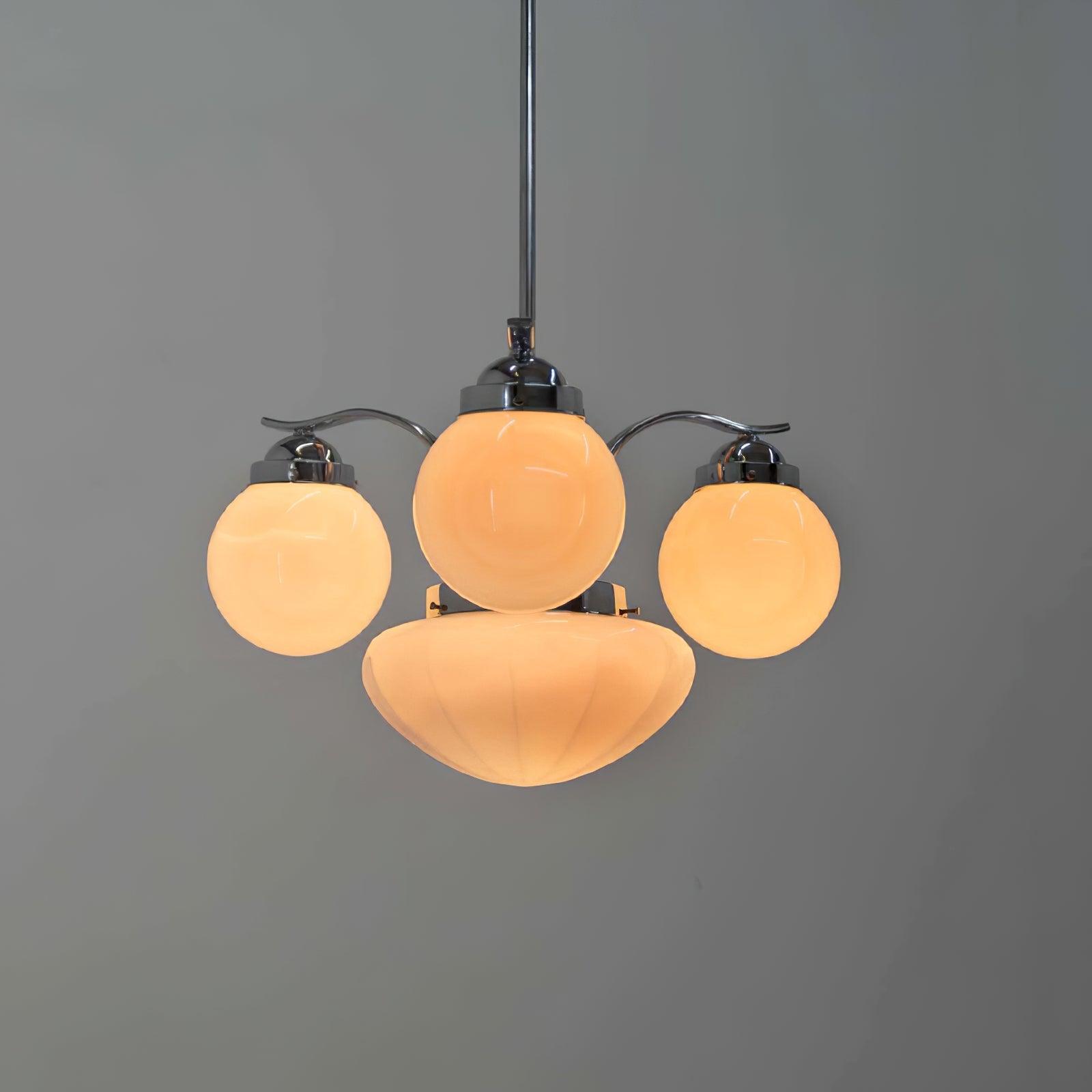 Lustra Chandelier Retro Chic Globe White Glass - Letslighting