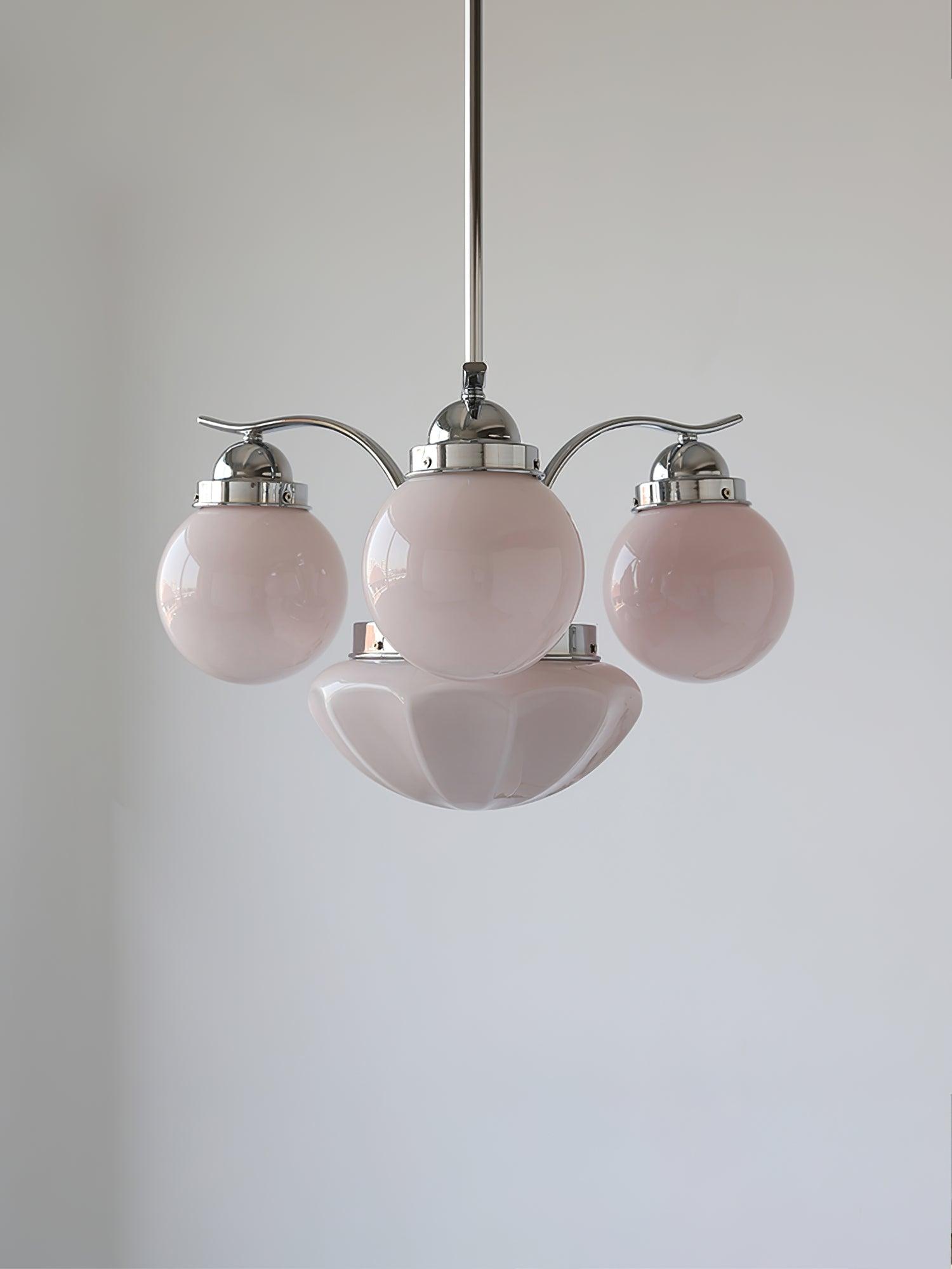 Lustra Chandelier Retro Chic Globe White Glass - Letslighting
