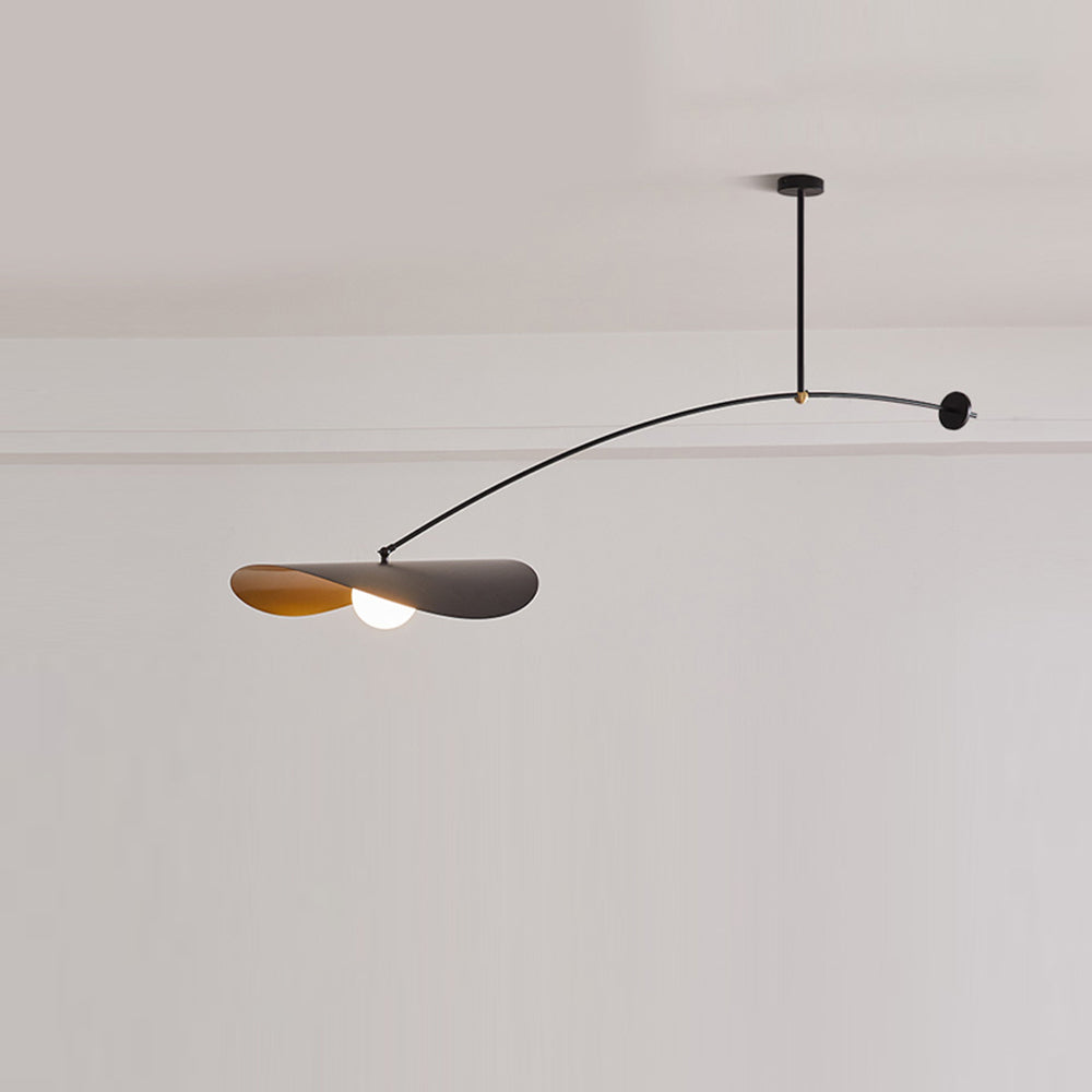 Arisha Minimalist Lotus Leaf Shaped Metal Pendant Light, Black/Gold