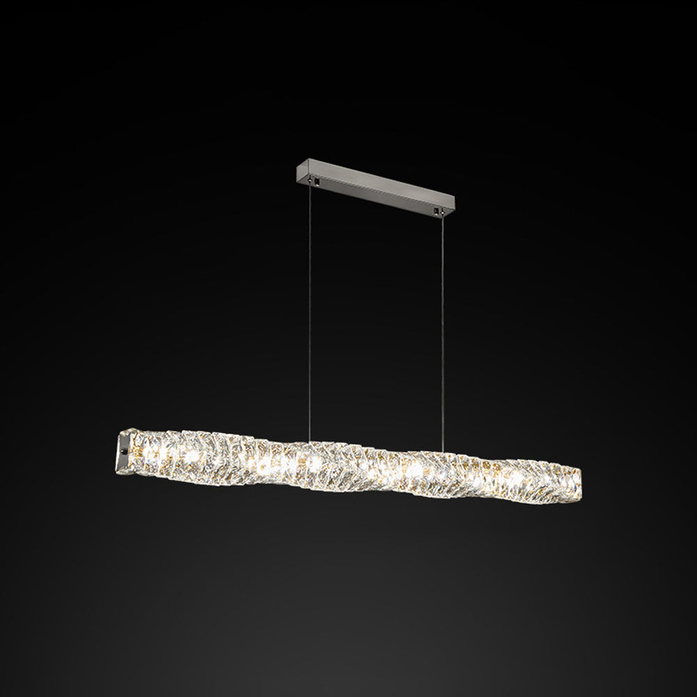 Kristy Crystal Sliver and Gold Pendant Light, Stainless Steel