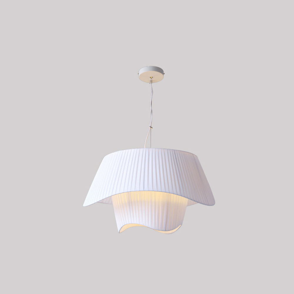 Ritta French Country Fabric/Metal Pendant Light, White