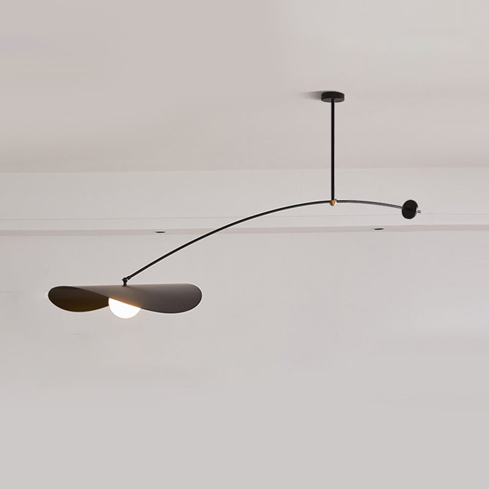 Arisha Minimalist Lotus Leaf Shaped Metal Pendant Light, Black/Gold