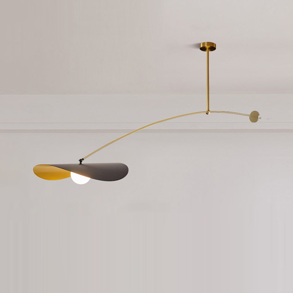 Arisha Minimalist Lotus Leaf Shaped Metal Pendant Light, Black/Gold