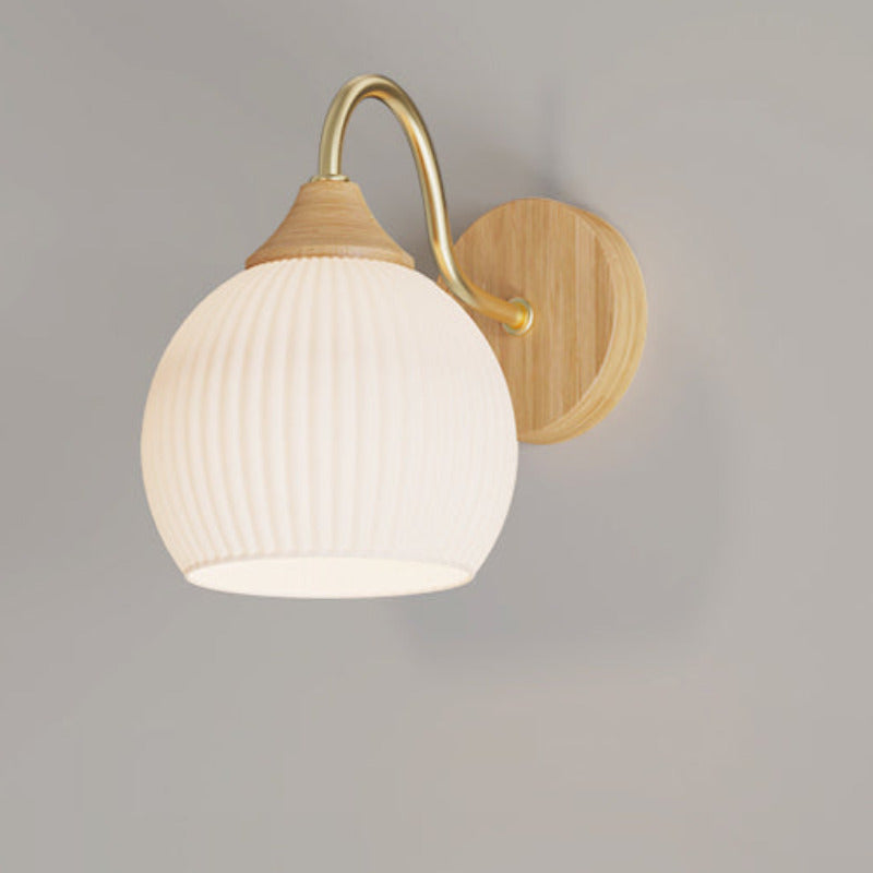 Muto Nordic Minimalist Indoor Wall Lamp Glass Wood Bedroom Balcony