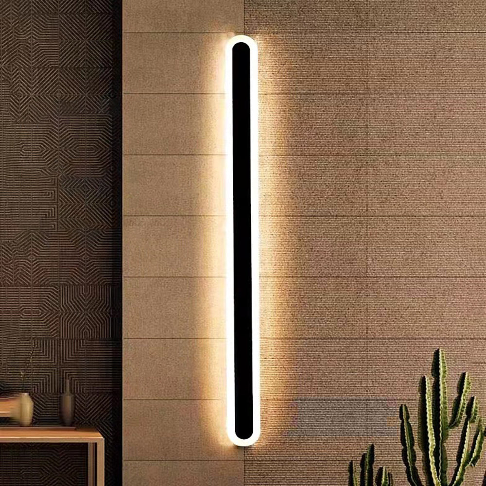 Ray Minimalist Metal Linear Oval Outdoor Wall Lamp