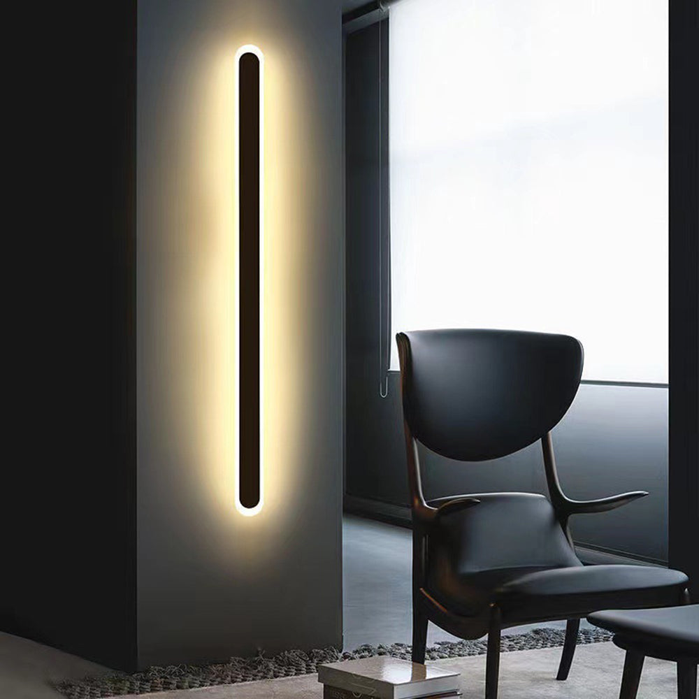 Ray Minimalist Metal Linear Oval Outdoor Wall Lamp