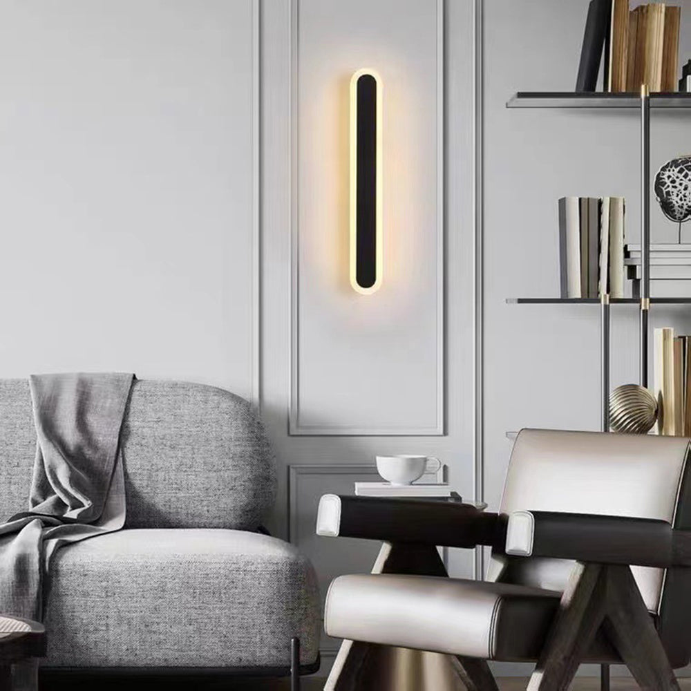 Ray Minimalist Metal Linear Oval Outdoor Wall Lamp