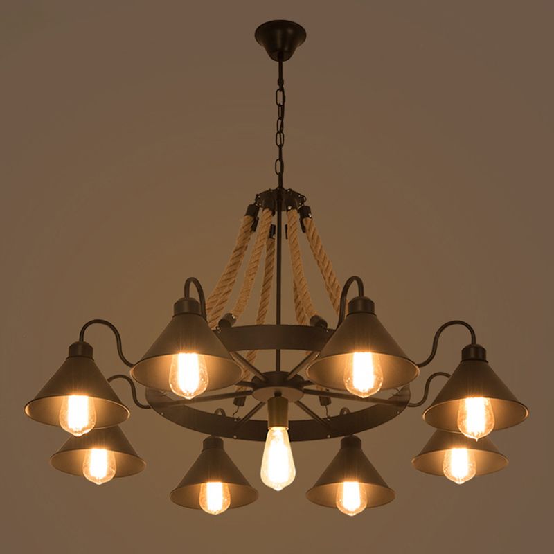 Epoch Vintage Industrial Rope Chandelier Living Room