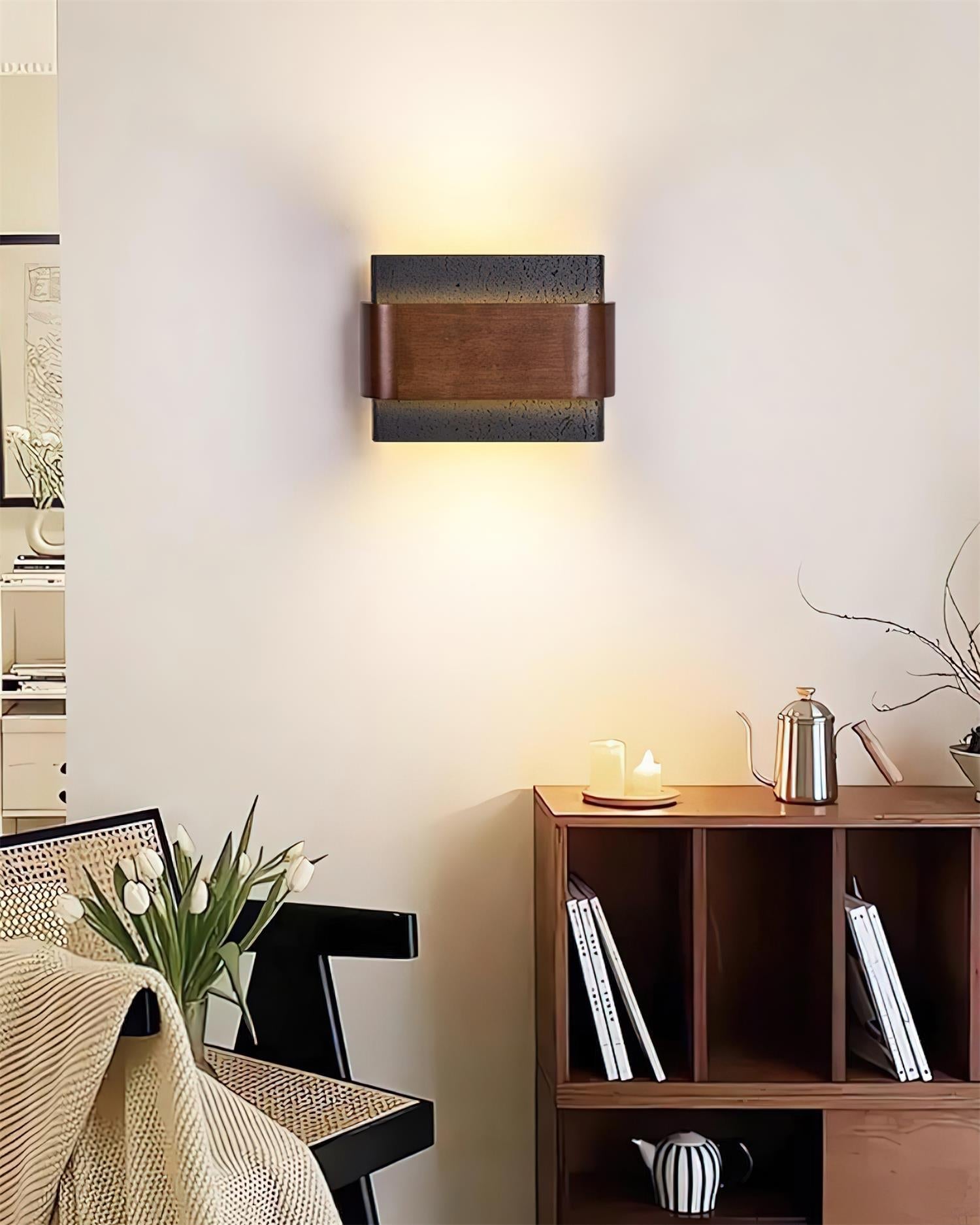 Ritta Lampe Murale Arc Fini Bois Travertin - Neutralighting
