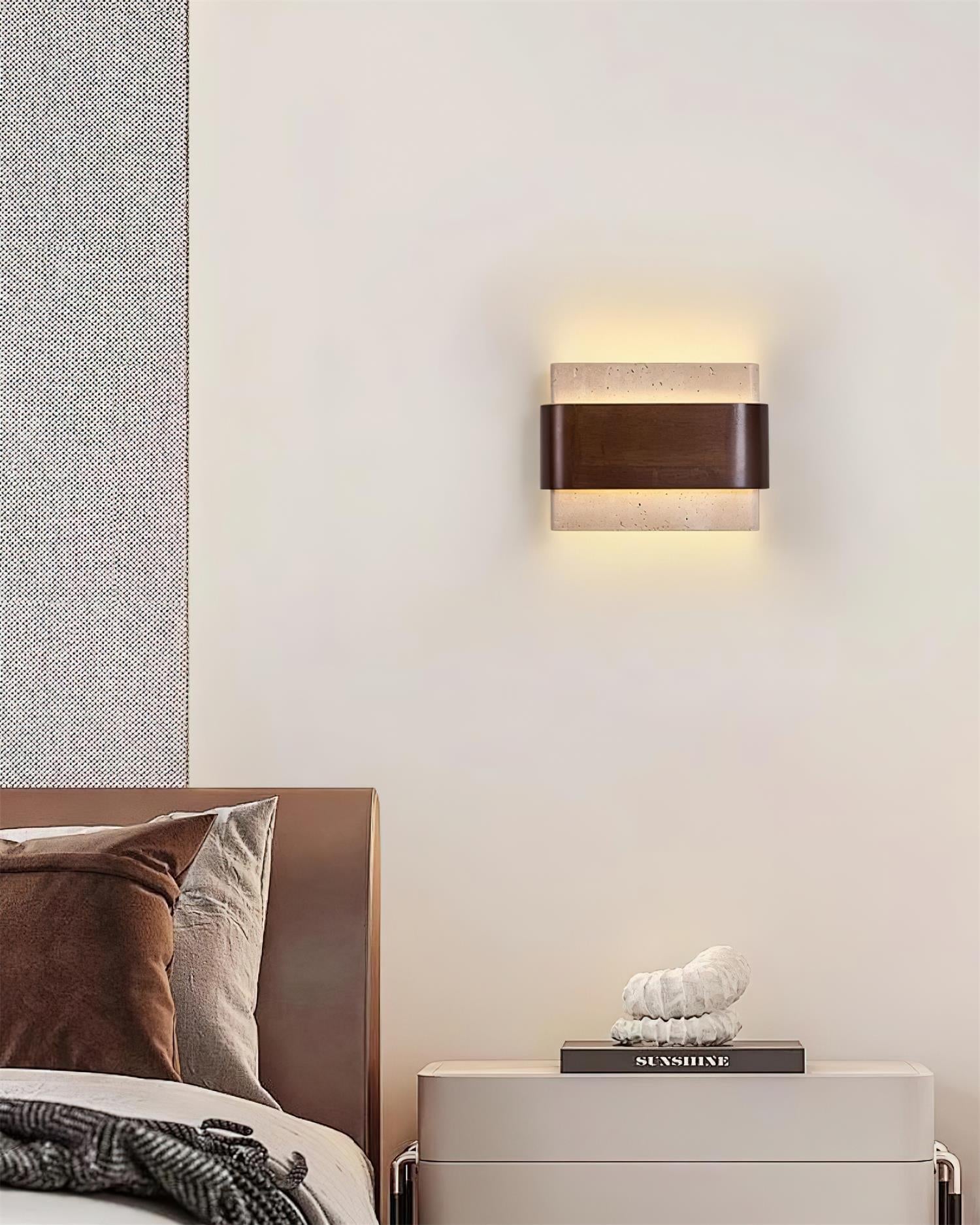 Ritta Lampe Murale Arc Fini Bois Travertin - Neutralighting