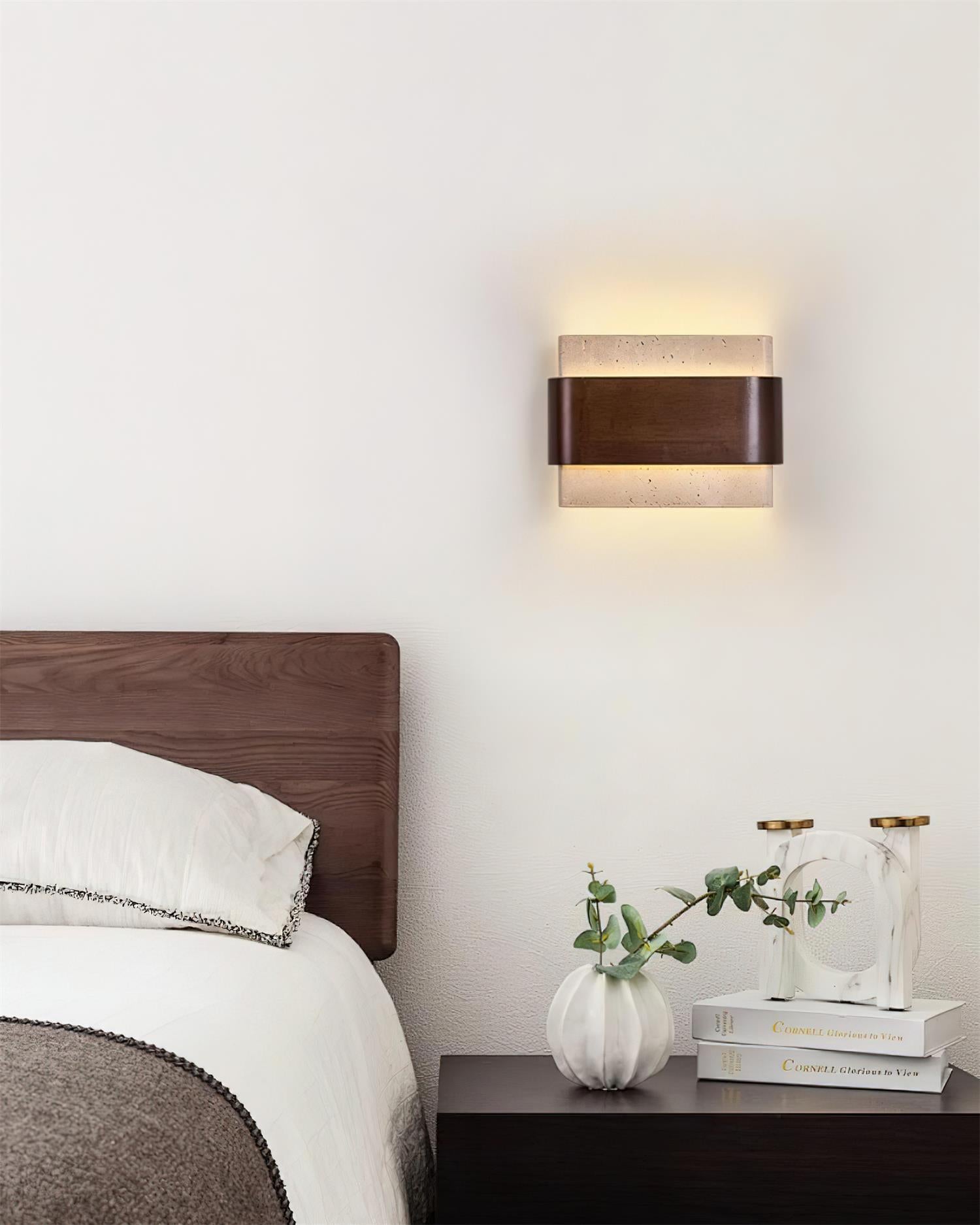 Ritta Lampe Murale Arc Fini Bois Travertin - Neutralighting