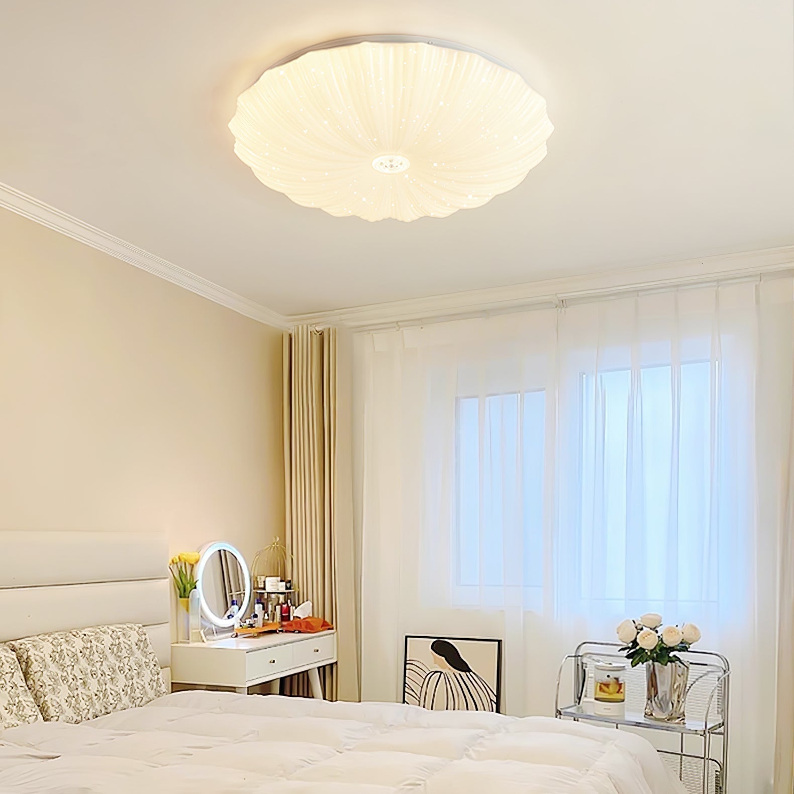 Coloria Nordic Art Shell Round Ceiling Lamp - Letslighting