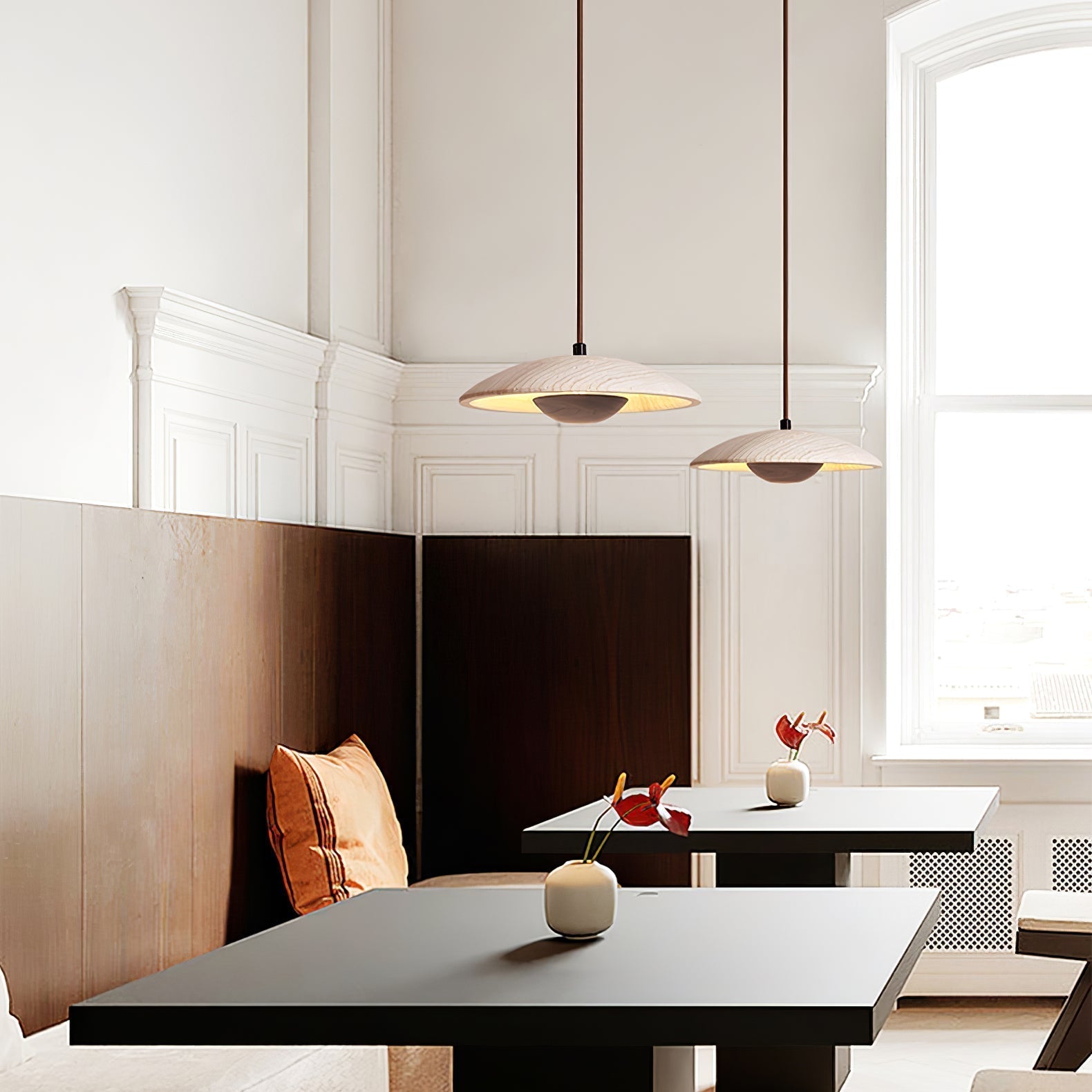 Zodore Wide-Brim Travertine Pendant Light - Neutralighting
