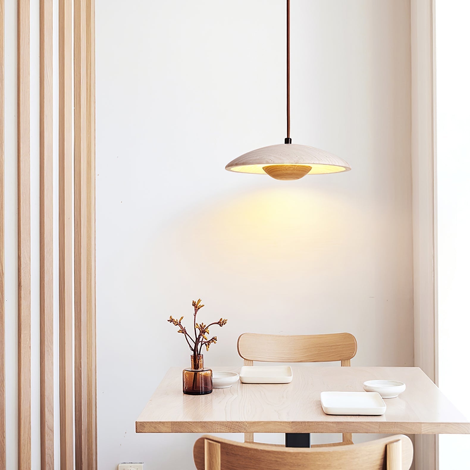 Zodore Wide-Brim Travertine Pendant Light - Neutralighting