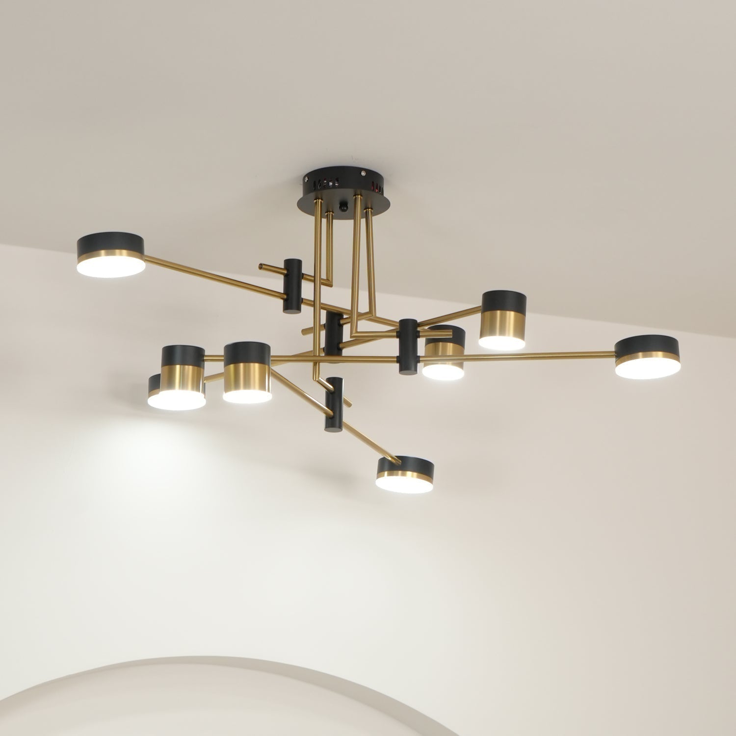 Lustra Chandelier Black Gold Spider Arms - Letslighting