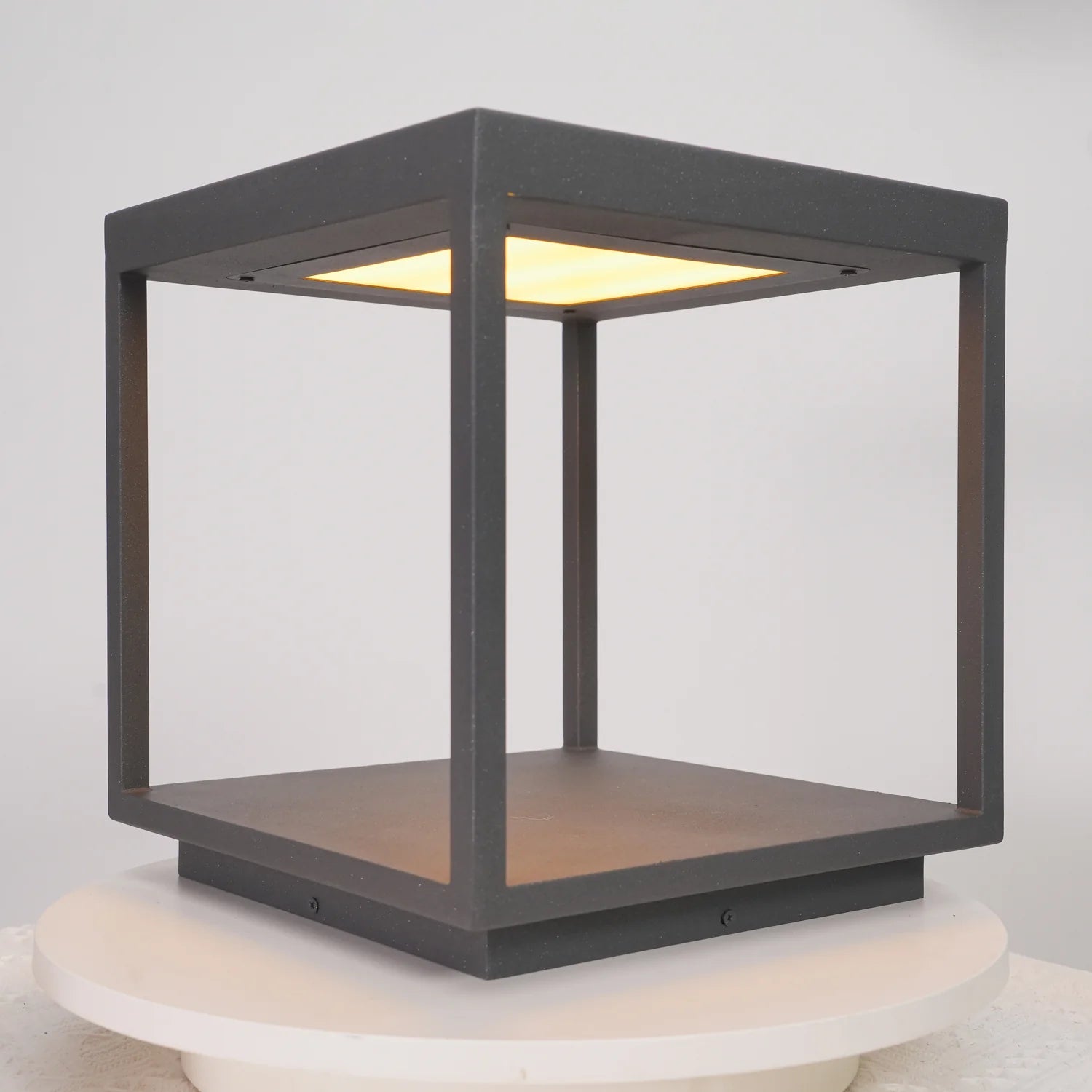 Ray Square Frame Black Contemporary Solar/Hardwire Outdoor Post Light