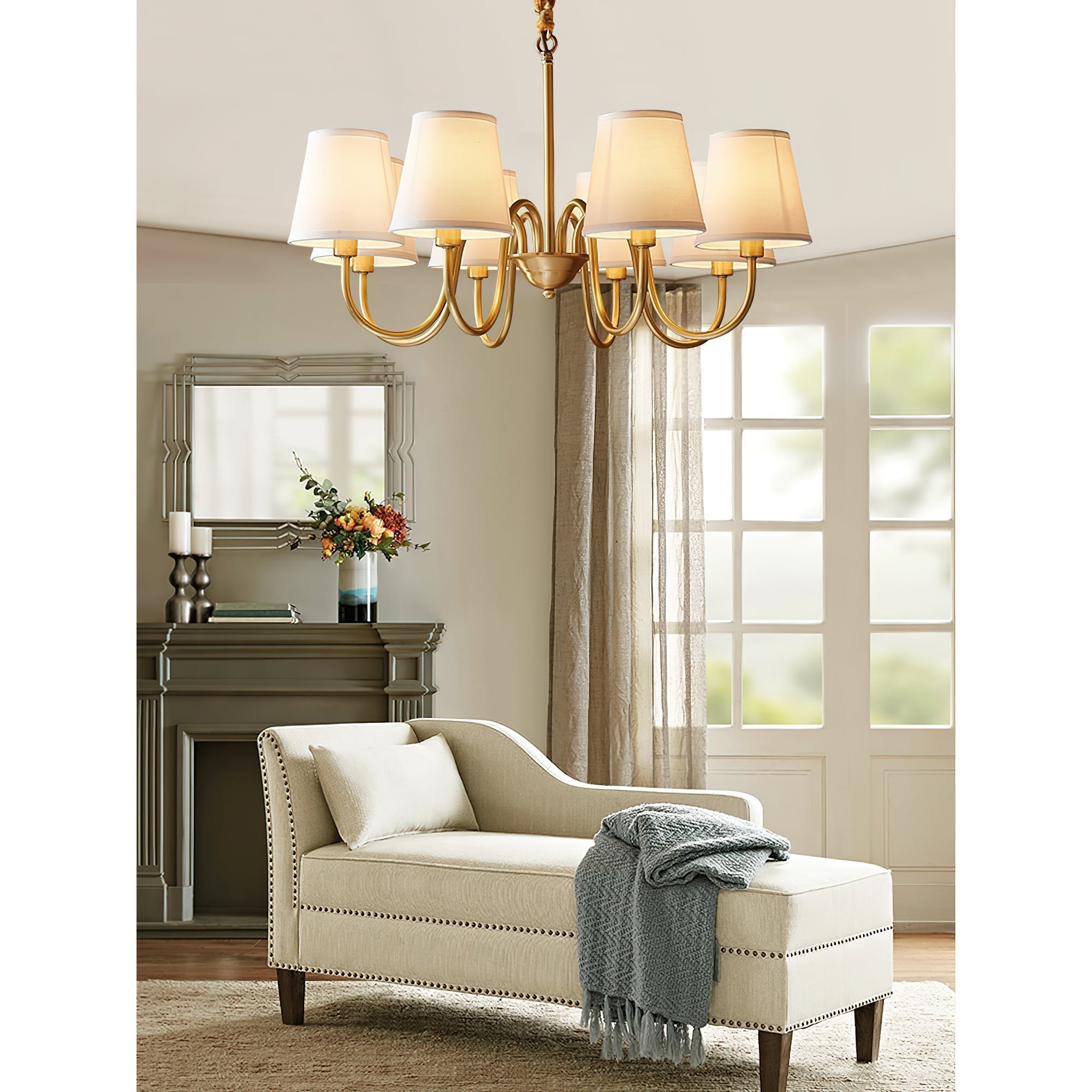 Aged Traditional Stacey Fabric Chandelier - Neutralighting