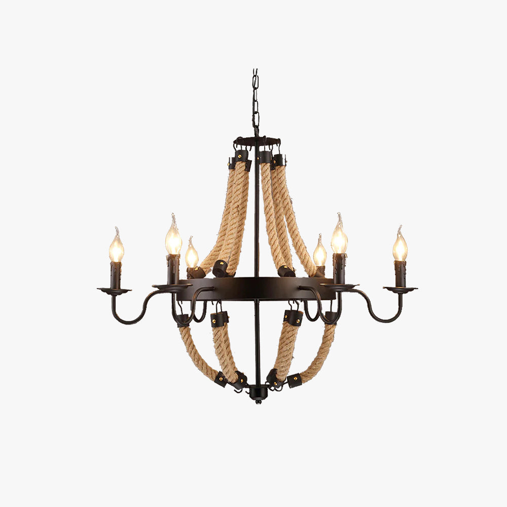 Epoch Industrial LED Pendant Light Metal/Rope Black Living Room/Bar