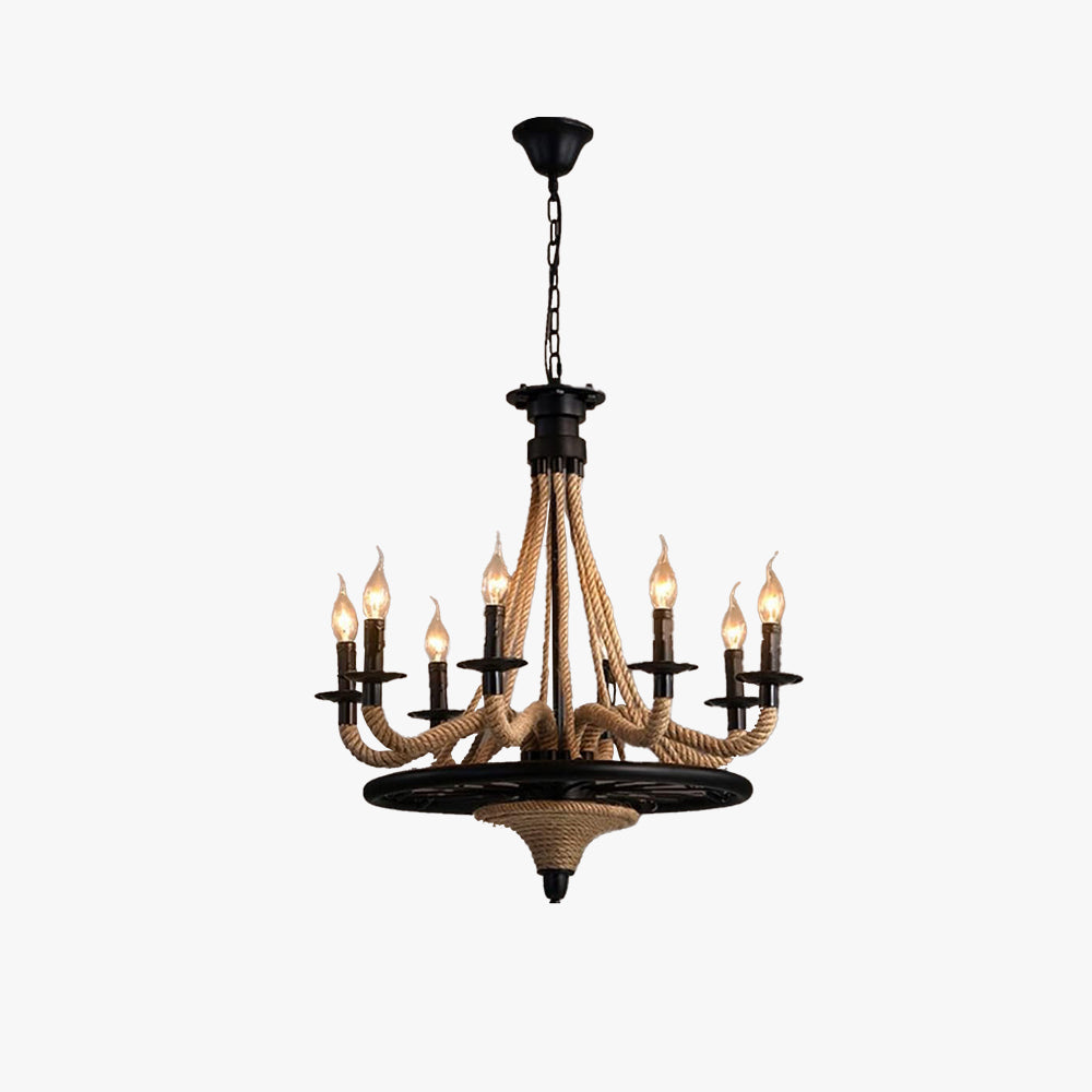 Epoch Antique LED Pendant Light Black Metal/Rope Bar