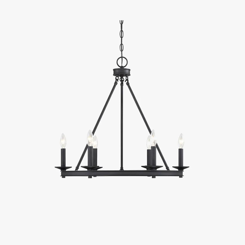 Silva Modern Candles Chandelier Black Metal Living Room/Bedroom
