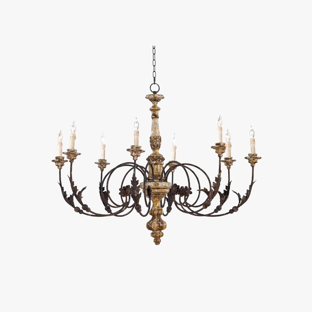 Silva Large Retro Creative Chandelier Brown Wood Metal Living Room