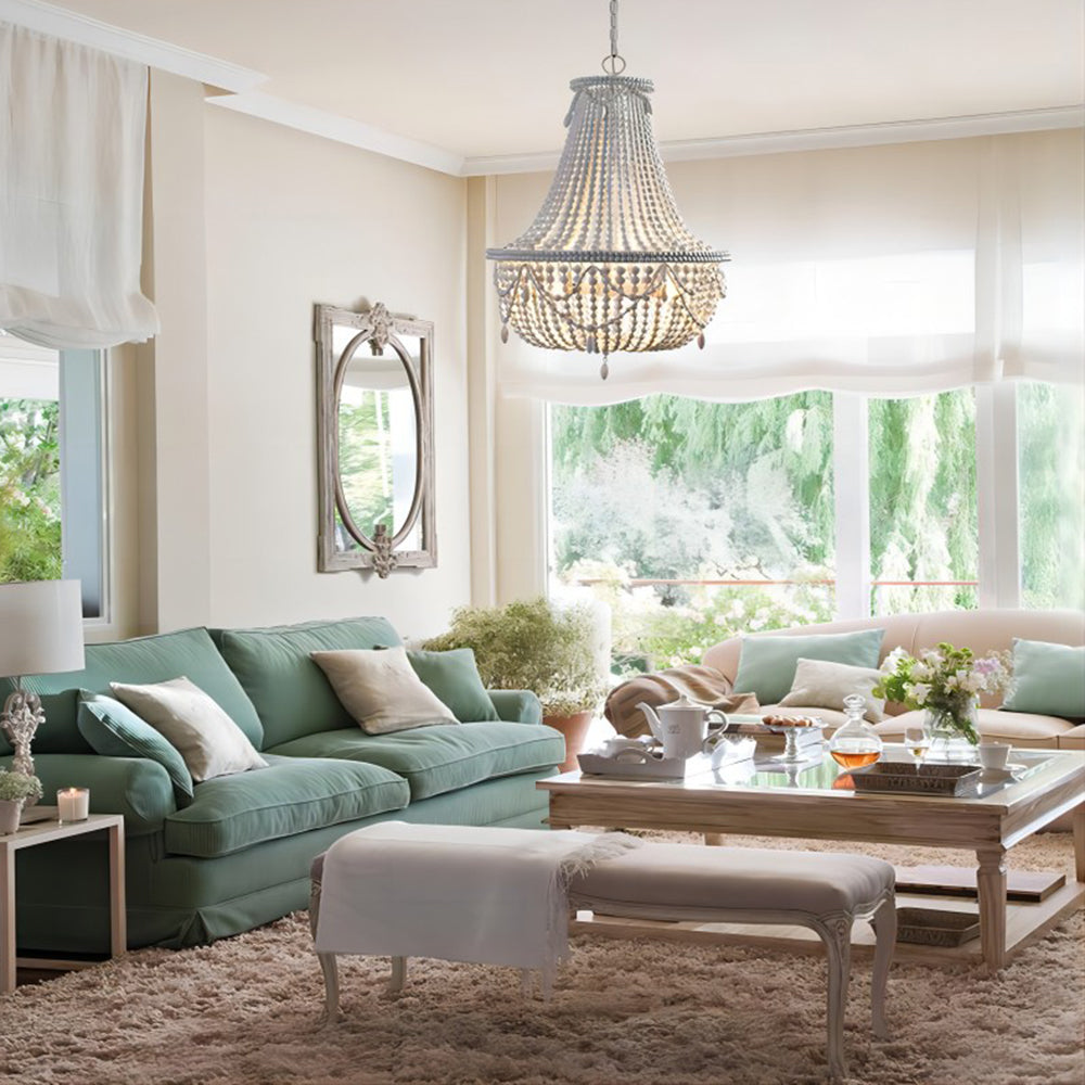 Silva Retro Luxury Atmosphere Metal/Wood Pendant Light, Old White