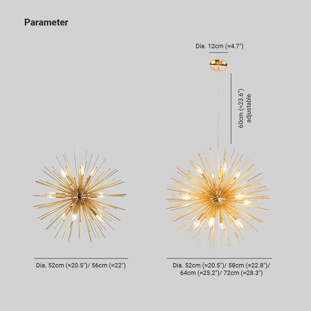 Arisha Modern LED Chandelier Gold Metal Dining/Living Room/Bedroom