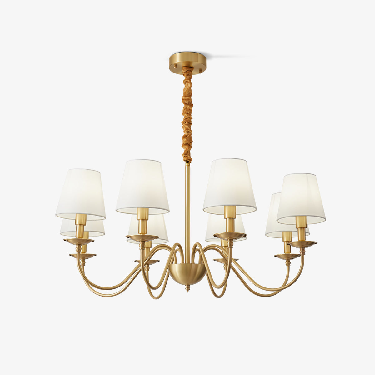 Silva Vintage LED Metal Brass Multi Fabric White Lampshade Bedroom Living Room Pendant Light