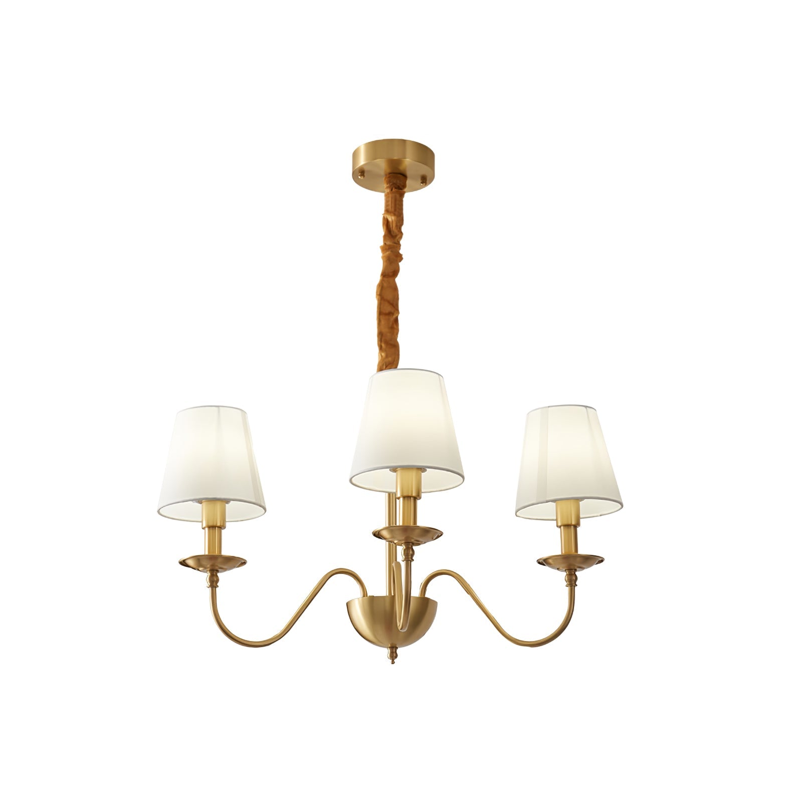 Silva Vintage LED Metal Brass Multi Fabric White Lampshade Bedroom Living Room Pendant Light