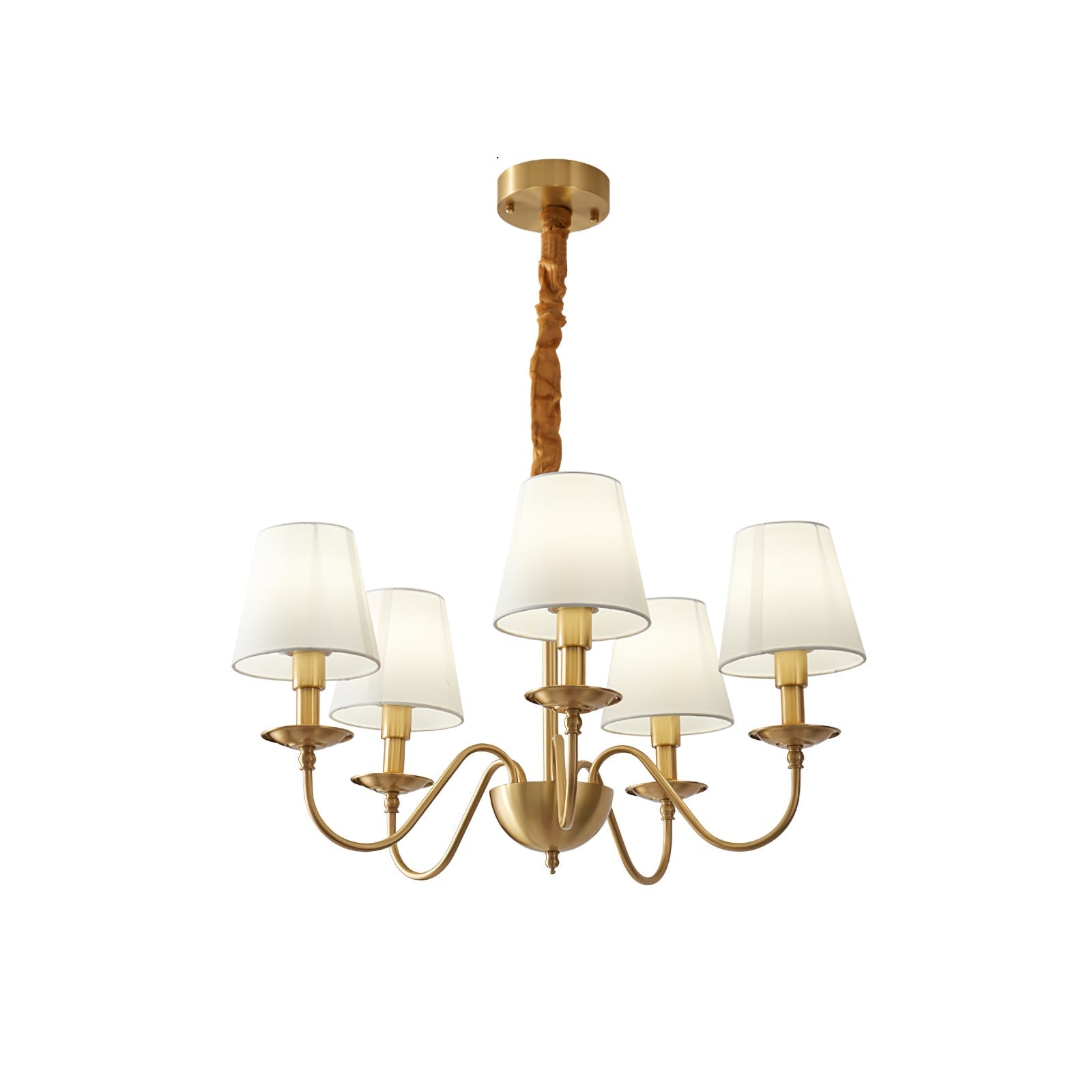 Silva Vintage LED Metal Brass Multi Fabric White Lampshade Bedroom Living Room Pendant Light